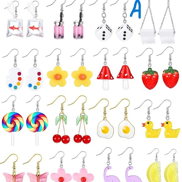 New 20 Pairs Cute Weird Earrings Funny Dangle Drop Earrings for Women Girls main image 4
